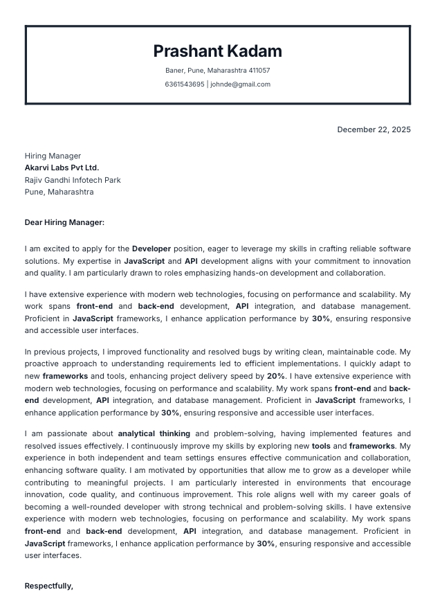Corporate Elite Cover Letter Template