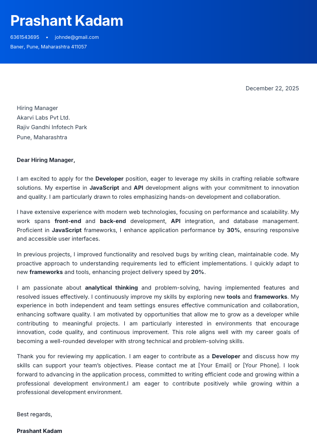 Modern Executive Cover Letter Template