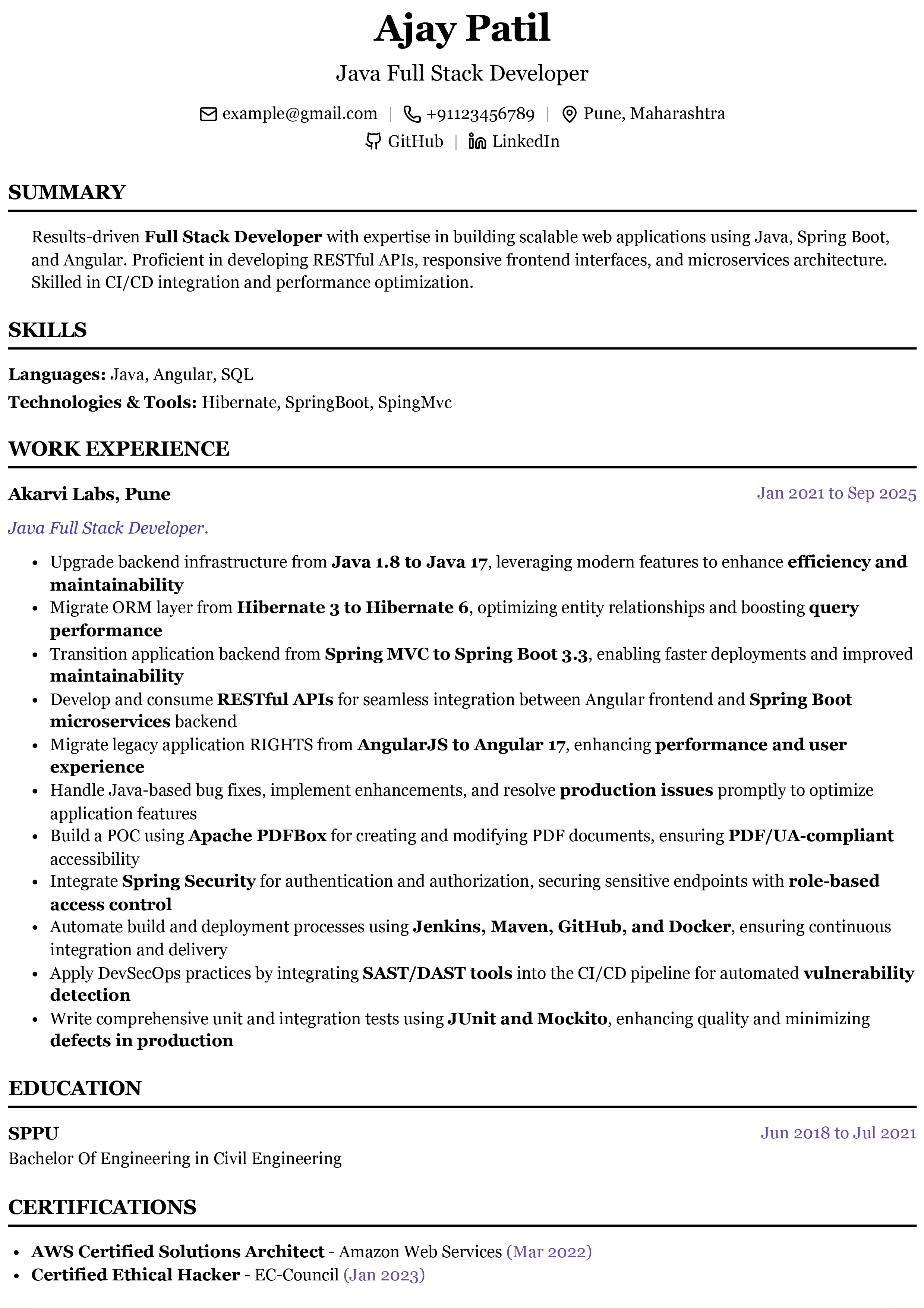 Minimal Clean Resume Template
